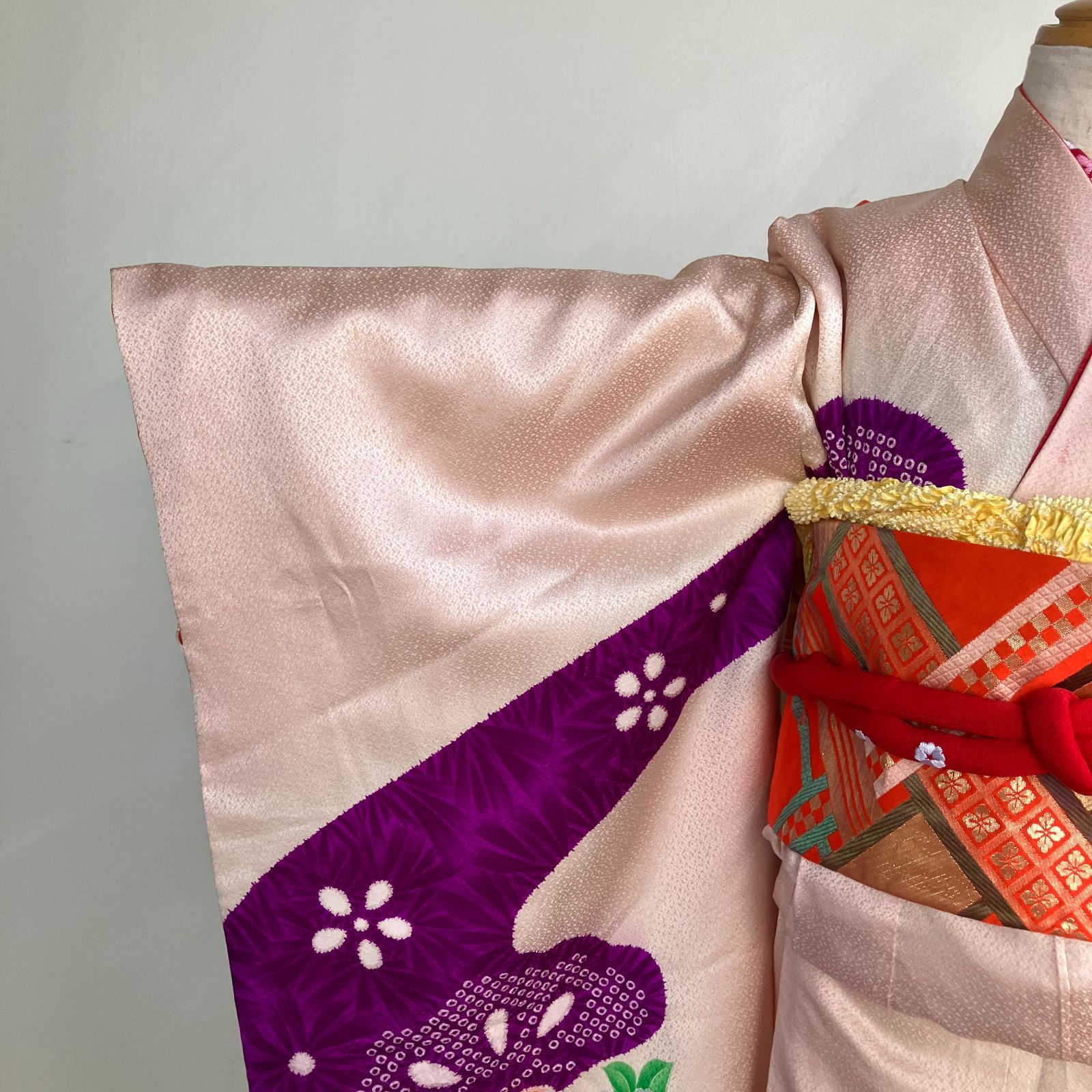 新品☆薄紫の着物に薄いピンクの作り帯 楽天市場】作り帯 付け