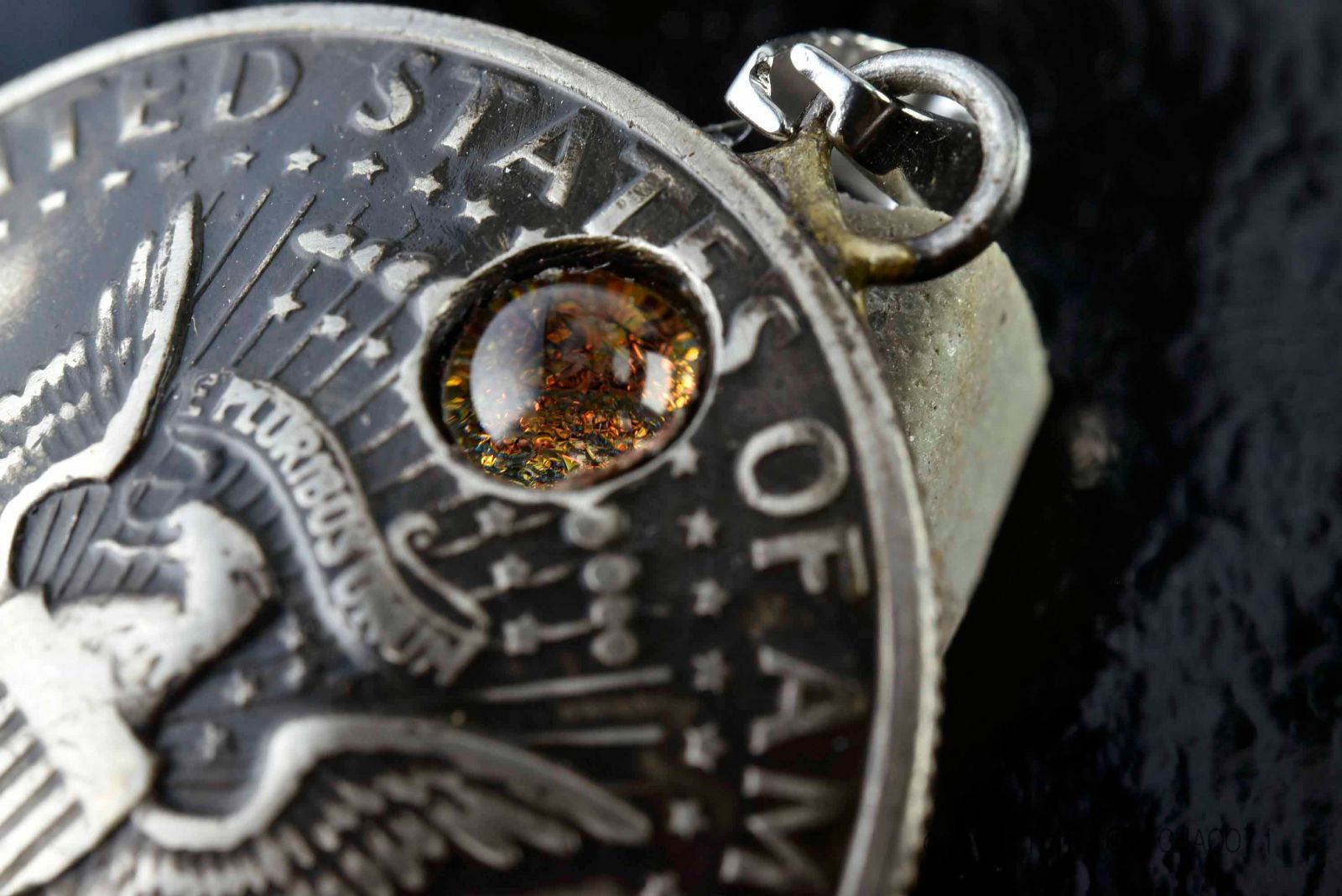 受注 ビンテージ コインペンダントトップ、 ドーム状加工の個性的11336-494