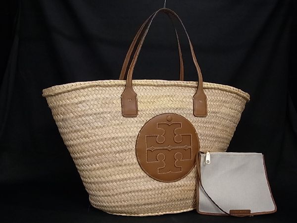 □新品□未使用□ TORY BURCH トリーバーチ ストロー×レザー トート