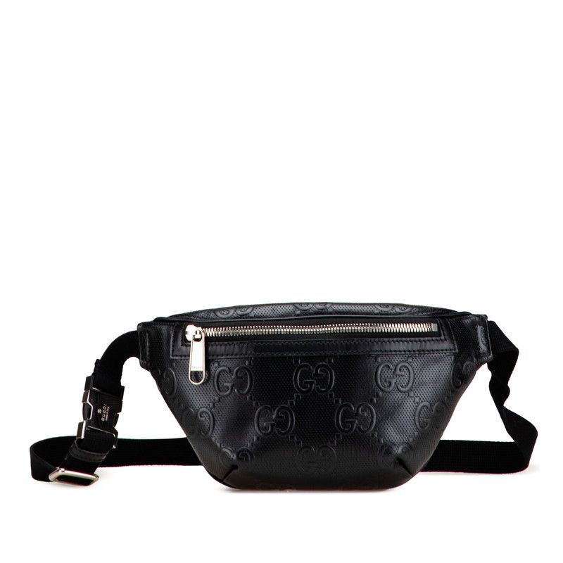 グッチ GGエンボス ウエストバッグ ボディバッグ 658582 ブラック レザー レディース GUCCI 222-33678