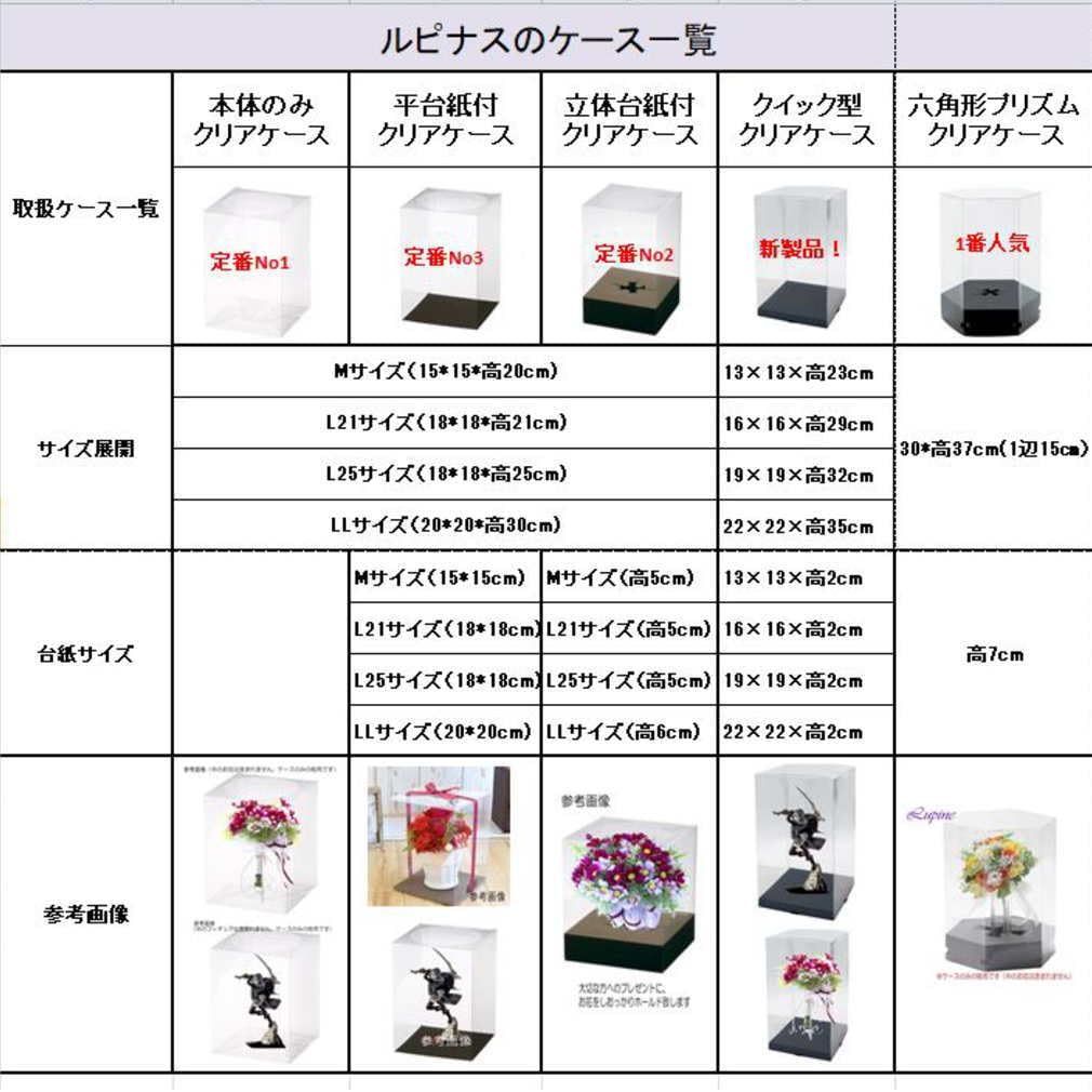 日本製 LLサイズ 1個 20×20×高さ30cm クリアケース フラワー