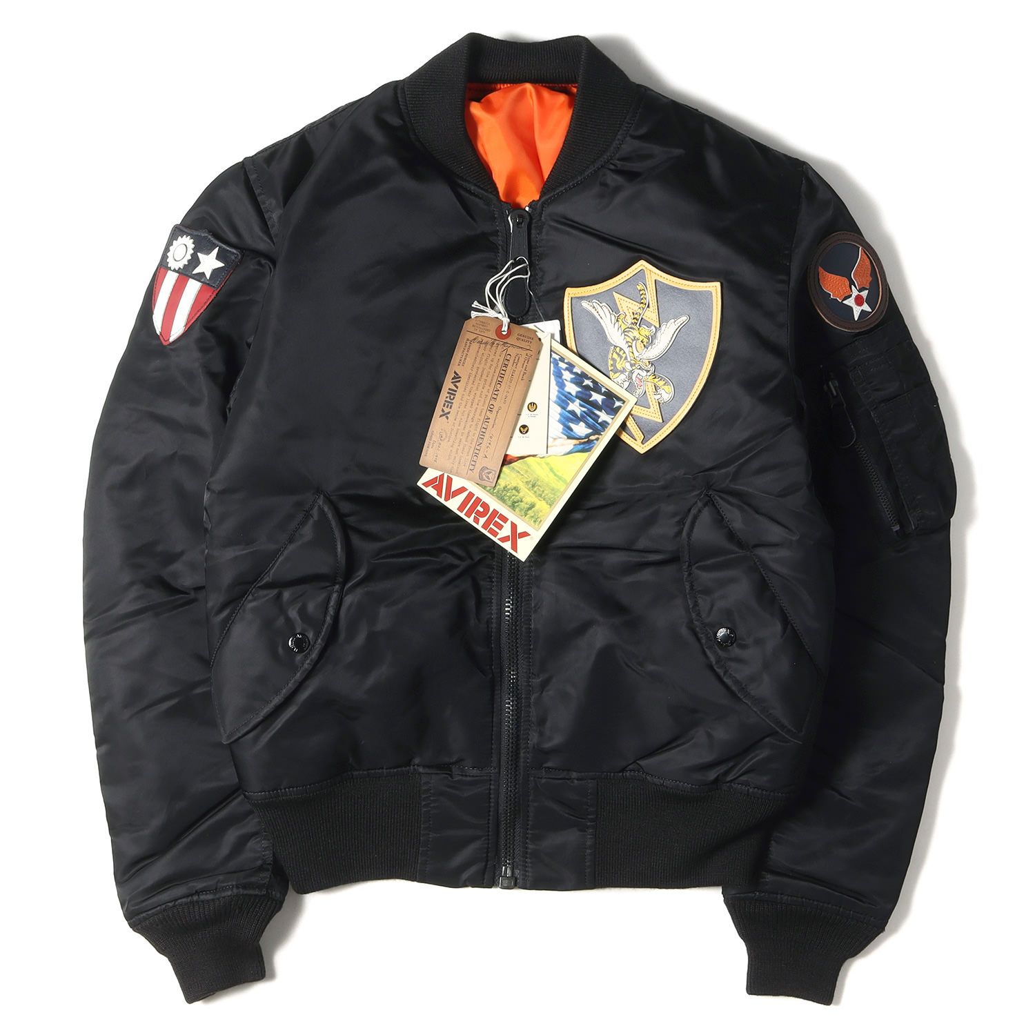 AVIREX FLYING TIGERS MA-1 フライトジャケット 黒 F AVIREX/MA-1AIR MESH MC JACKET FLYING TIGERS オートバイ専用