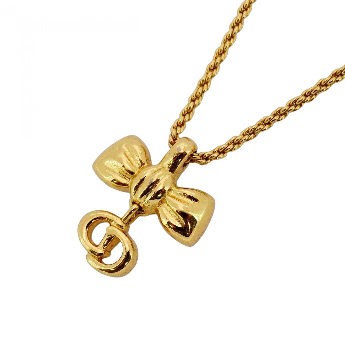 美品 クリスチャンディオール メッキ ゴールド ロゴ ネックレス LJ146