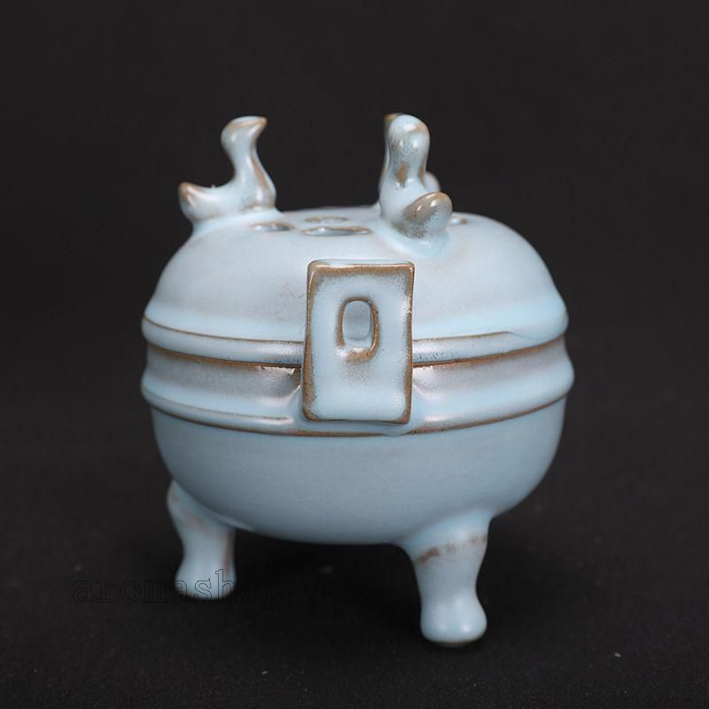 三節透かし彫りの香炉 工芸品 陶磁器 装飾品 美品 美術品 置物 陶芸