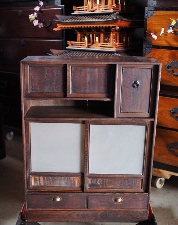 アンティーク薄型茶箪笥 大正～昭和初期 古録展 品番S10519