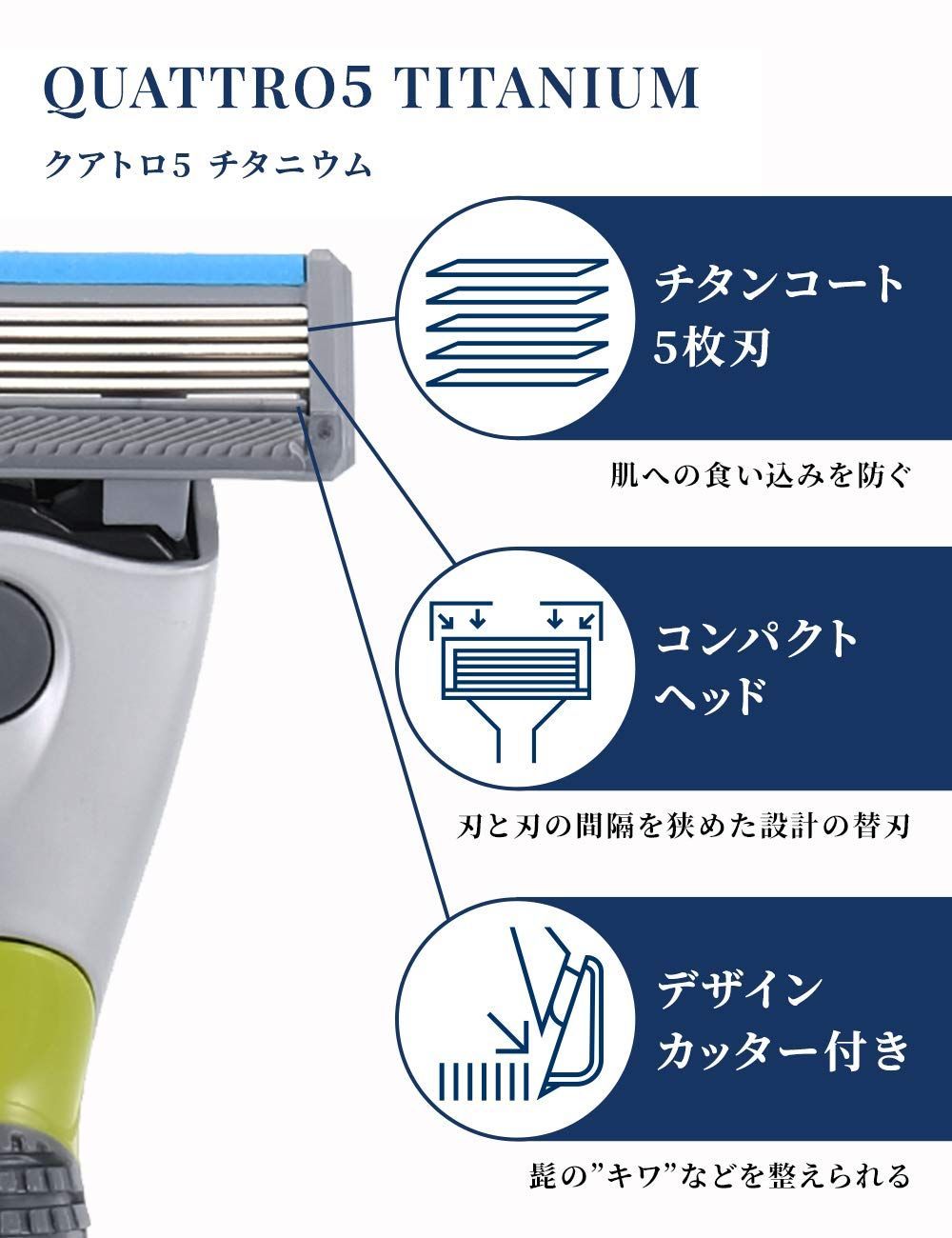 クアトロ5チタニウム クラブパック(ホルダー(刃付き)+替刃16コ) 髭剃り カミソリ