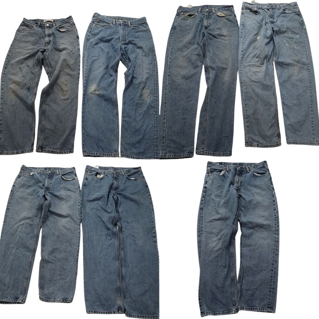 古着卸 まとめ売り リーバイス 550 デニム パンツ 7枚セット (メンズ 36 /34 ) インディゴブルー アメカジ フェード  古着 NA7071