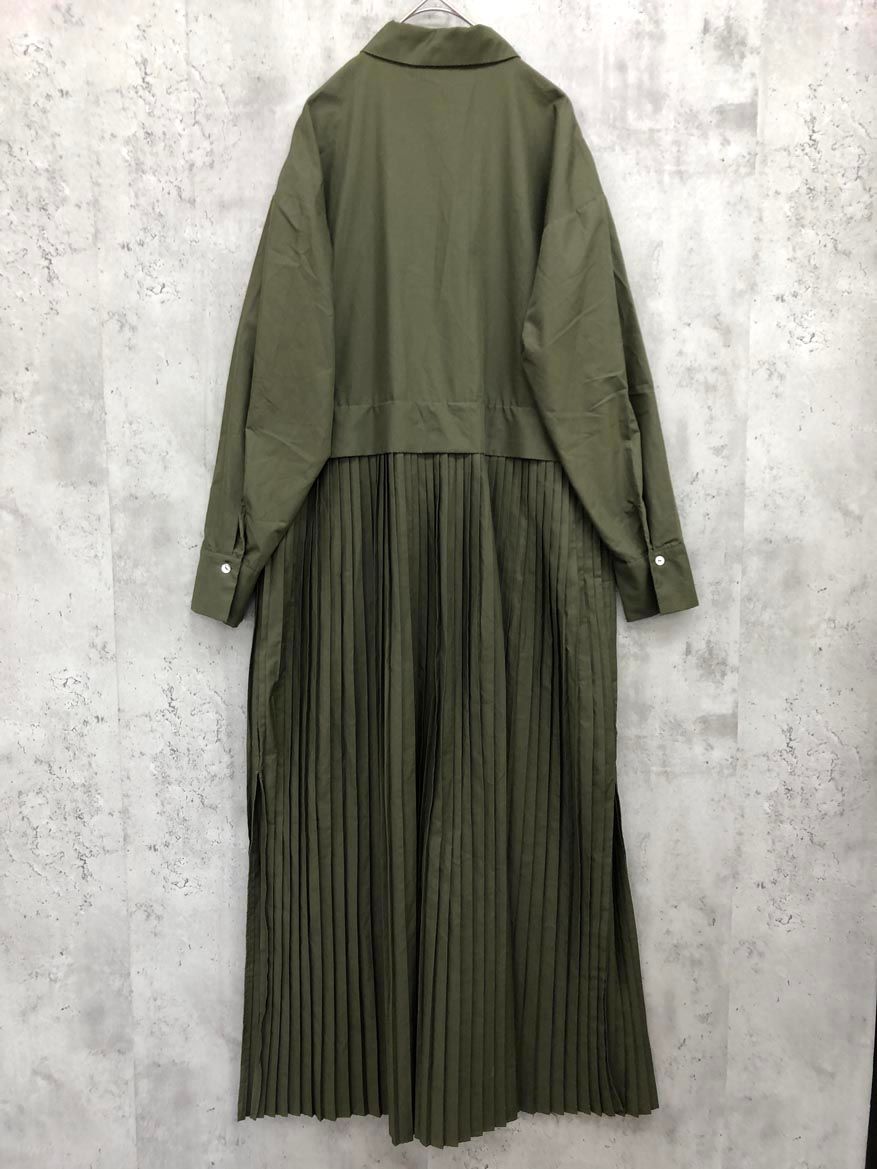 美品 ヨリ バックフリル サファリロングジャケット シャツワンピース カーキ 美品 ヨリ バックフリル サファリロングジャケット シャツ