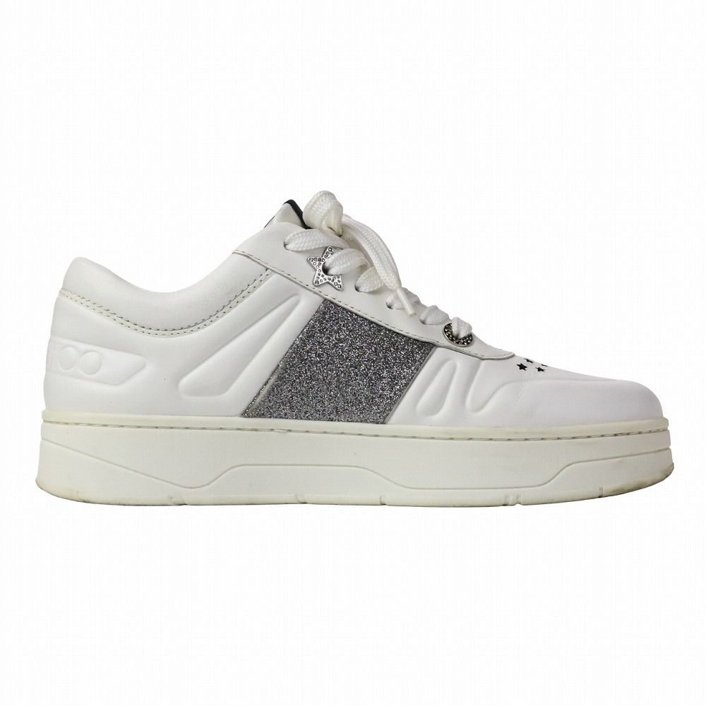 良品 JIMMY CHOO ジミーチュウ HAWAII/F グリッター ローカット レザー 