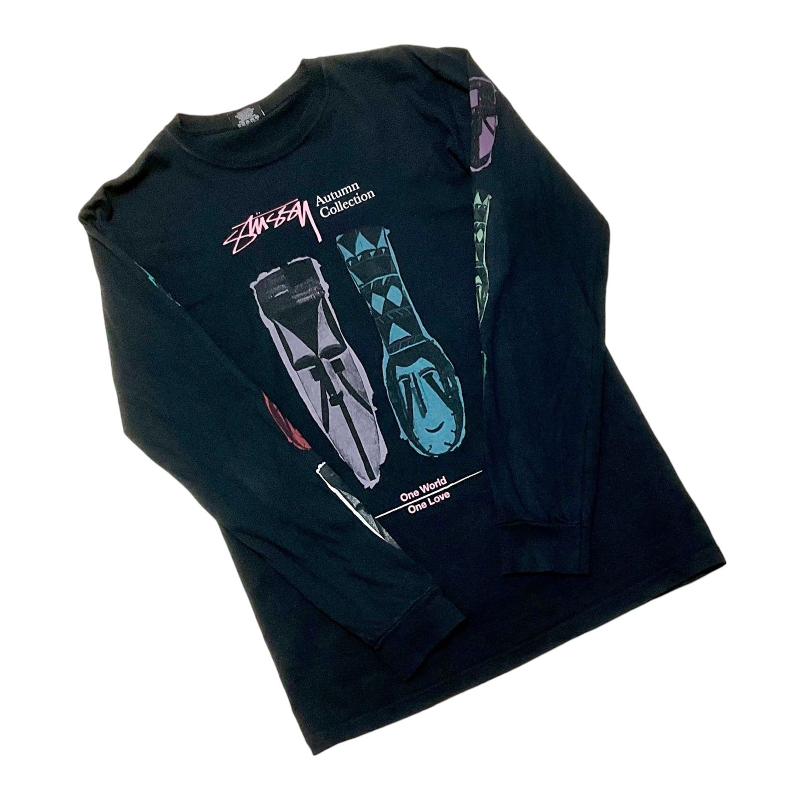 美品 プリント柄】 STUSSY ステューシー ONE WORLD ONE LOVE