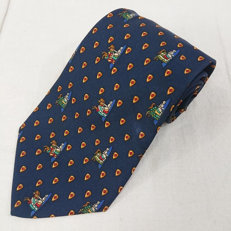 未使用　フェラガモ　ネクタイ　紺　亀　動物柄　ドット 未使用 フェラガモ ネクタイ 紺 亀 動物柄 ドット 中古