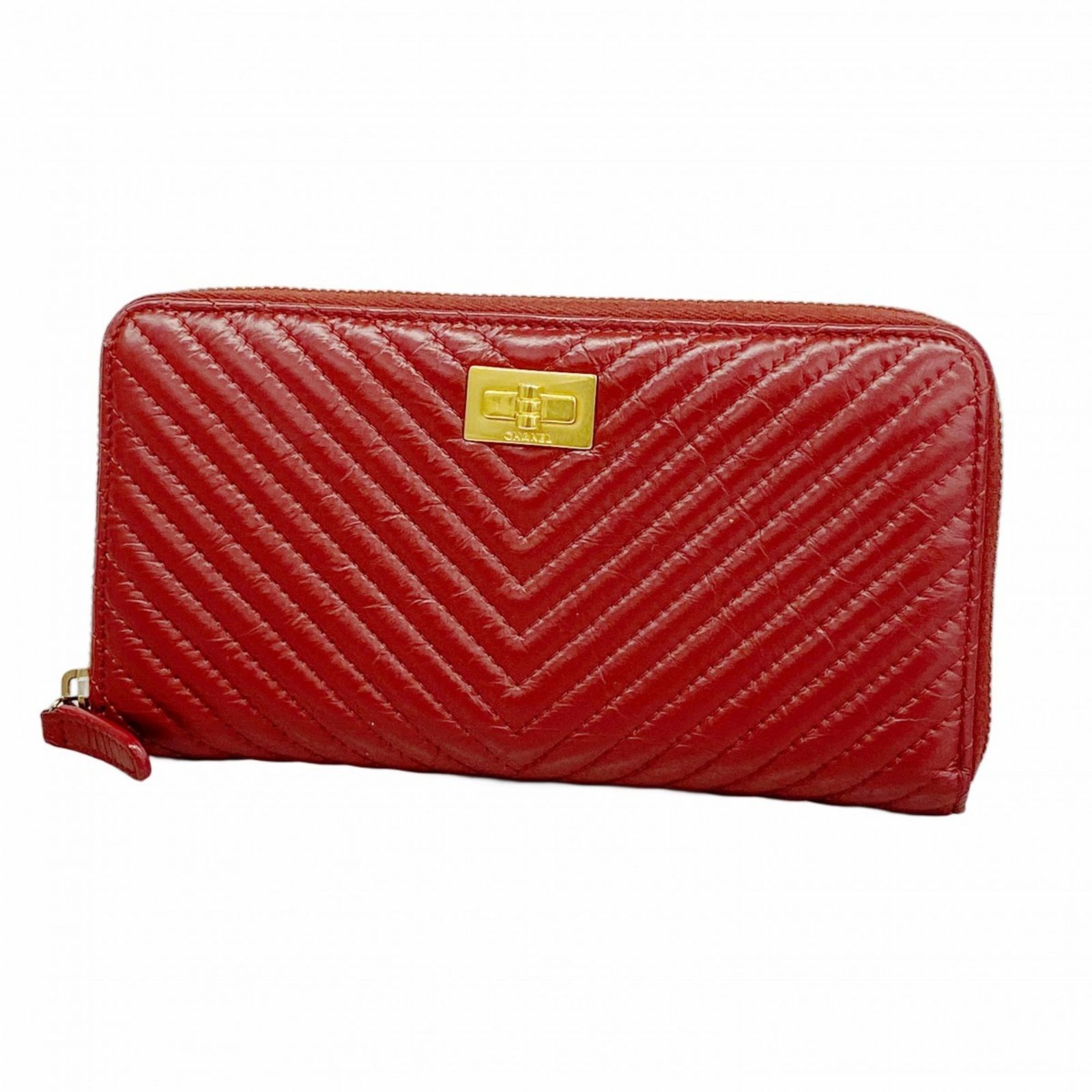 シャネル 2.55 レザー財布 □シャネル□ マトラッセ チェーンウォレット 財布 レザー シワ