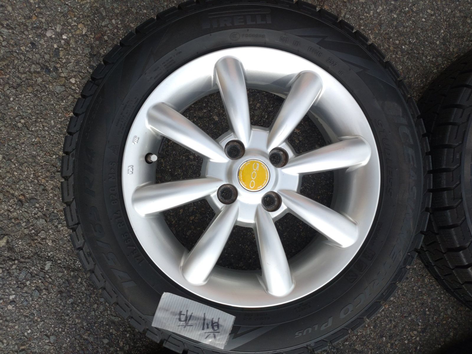 フィアット 500 タルガ AGA 14インチ 14×5.5J 42 PCD98-4H ハブ58 ＆ ピレリ ICEASIMMETRICO 175 65R14 4本セット