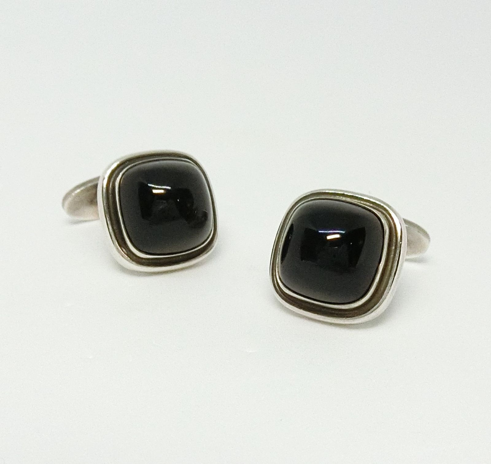 ジョージジェンセン Georg Jensen オニキス カフス 44H シルバー