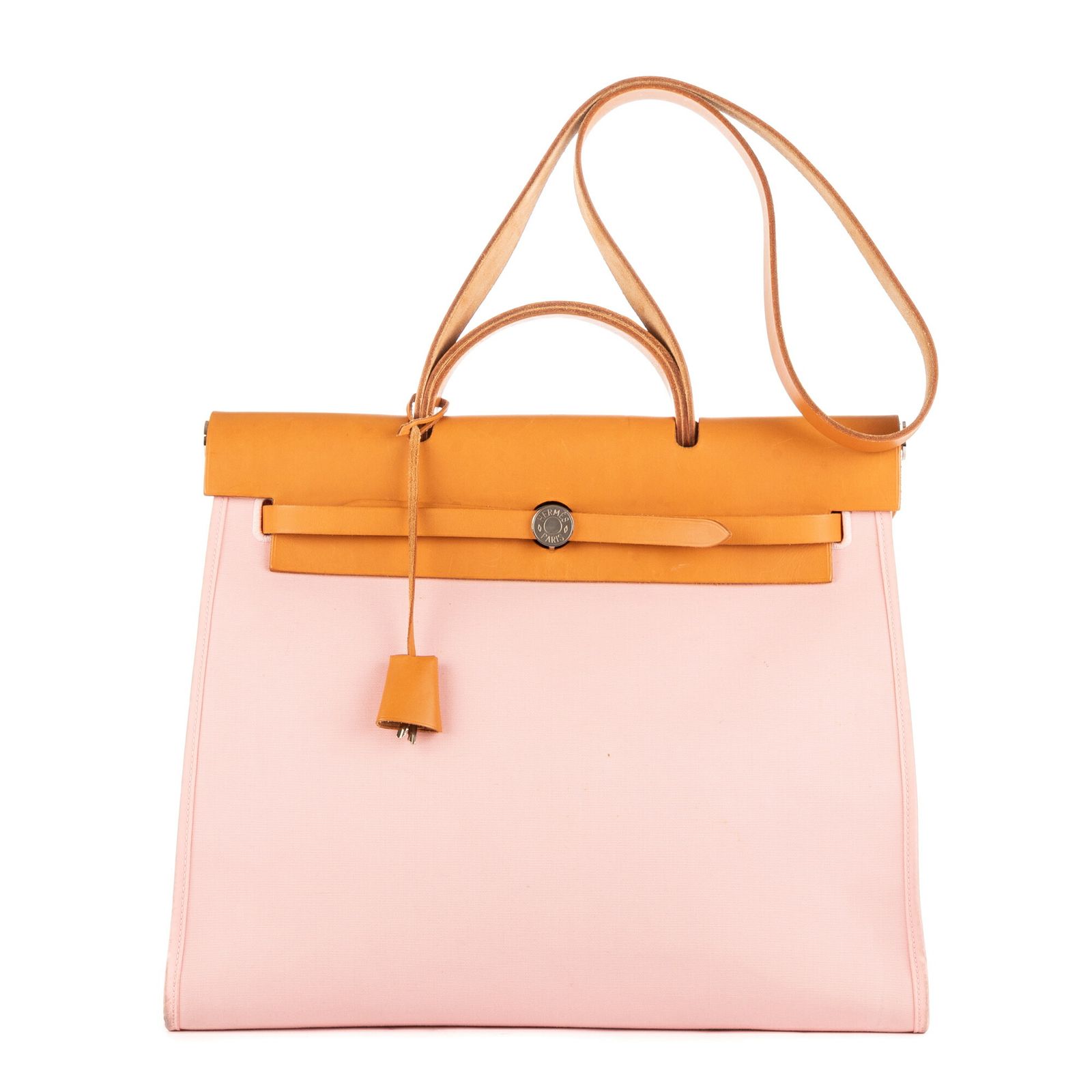 HERMES エルメスエールバッグ ジップピンク|ブラウンバレニアレザーA