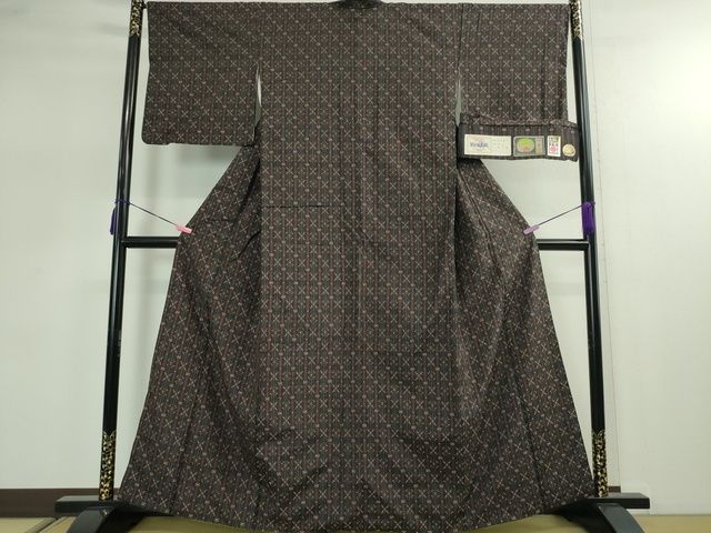 平和屋本店□極上 本場琉球 読谷山花織 紬地 草木染 宮城慶子作 証紙