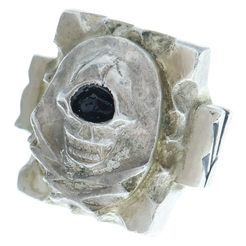 STOP LIGHT ストップライト スクエアスカルリング シルバー|ブラック