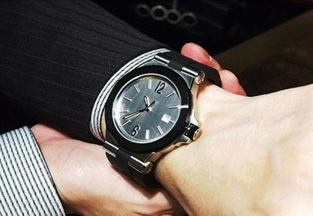 BVLGARI ディアゴノ自動巻き ブラックラバーベルト 時計 腕時計 ラバーベルト バンド 黒 22mm ブルガリ ディアゴノ 互換