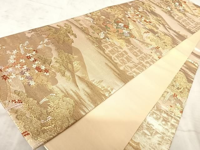 平和屋着物◎六通柄袋帯 唐織 花鳥文 金糸 正絹 逸品 AAAX7572yx