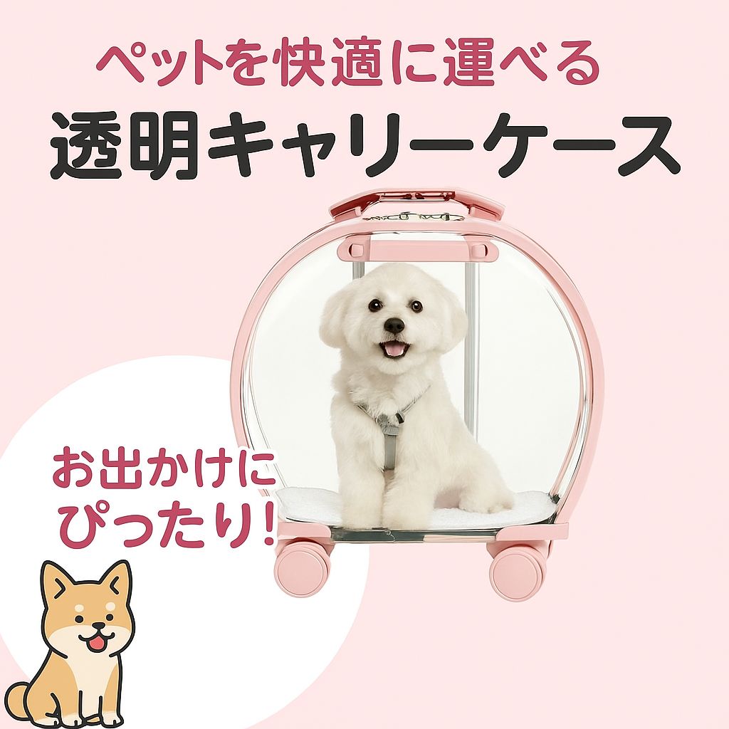 透明 ペットキャリーケース キャリーバッグ トロリーバッグ 猫 犬 多頭対応 折りたたみ ペット用カート お出かけ 旅行 通院