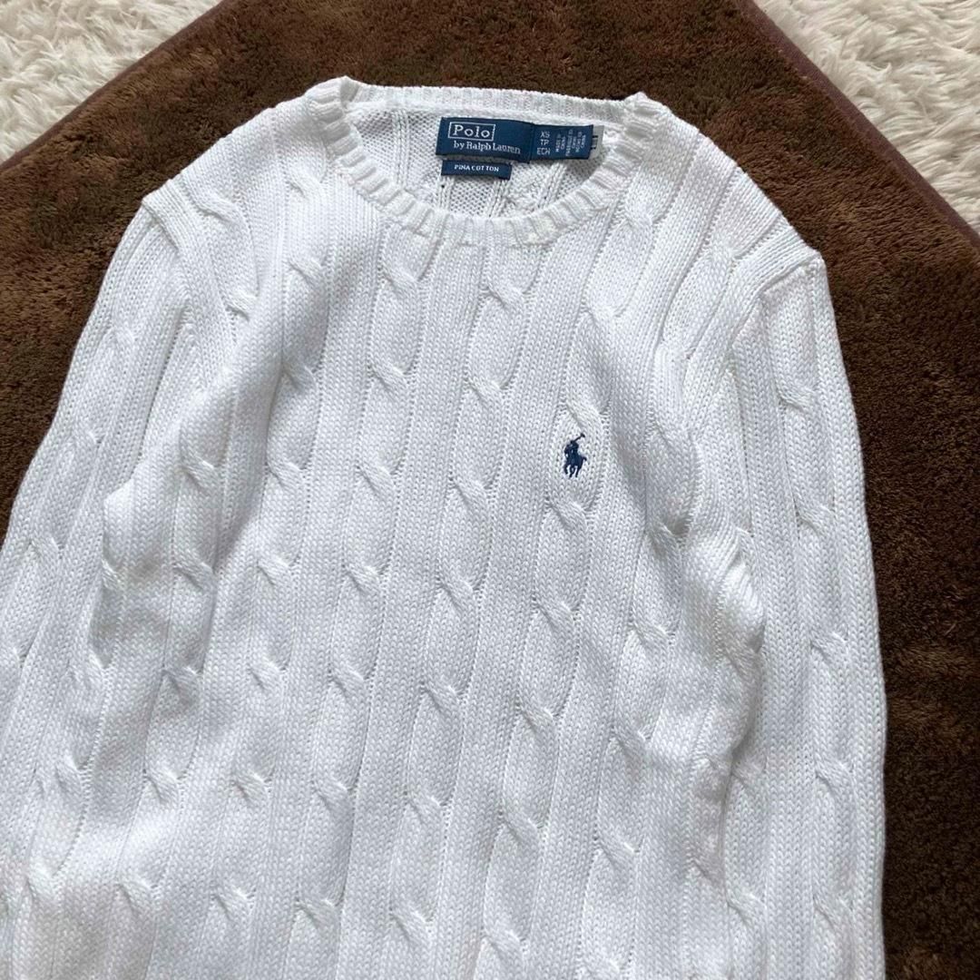 現行QR付✨近年 ポロラルフローレン ケーブルニット ピマコットン 刺繍 極美品✨POLO RALPH LAUREN ポロラルフローレン ニット セーター
