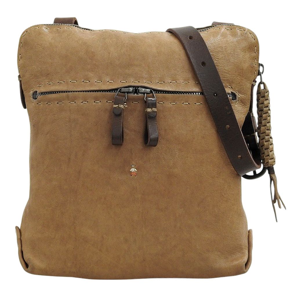 HENRY BEGUELIN エンリーベグリン 現行 新着中古 Poštolka 美品 エンリーベグリン ショルダーバッグ オミノ ステッチ 刺繍 レザー