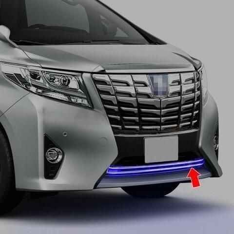 【人気急上昇】 アルファード30系 フロントバンパー グリル ガーニッシュ ステンレス製 LEDブルー発光 感 ドレスアップ エアロパーツ 激安挑戦中！