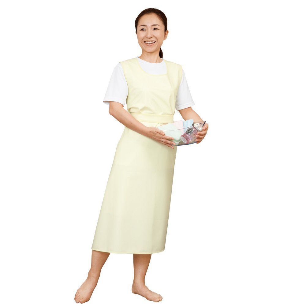 L_サックス エンゼル 入浴介助エプロン ひもタイプ サックス L