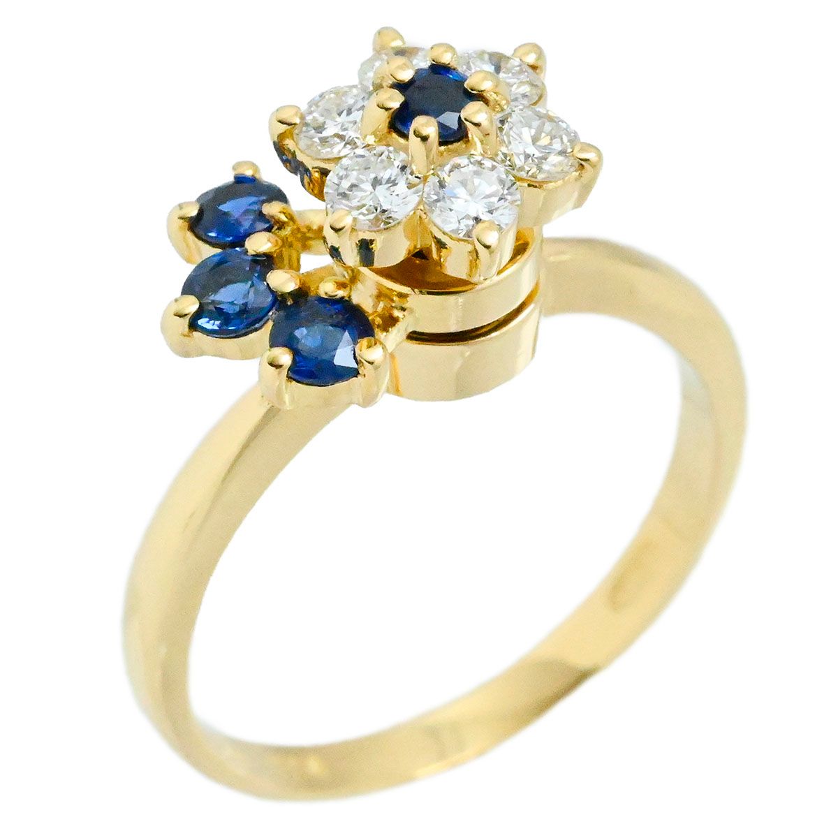 ウォルサム】Waltham ダイヤモンドサファイア K18YG スイングリング