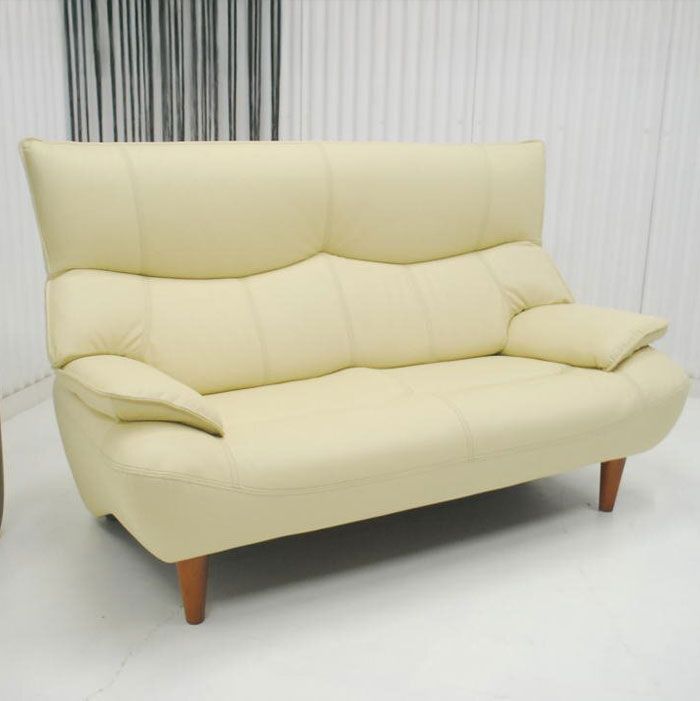アウトレット 現品限り 一部送料無料 大 展示品 ♥ 本革 ハイバッグモダンソファー アイボリー 北欧調モダン ２人掛けソファー 250820-マリアン2p