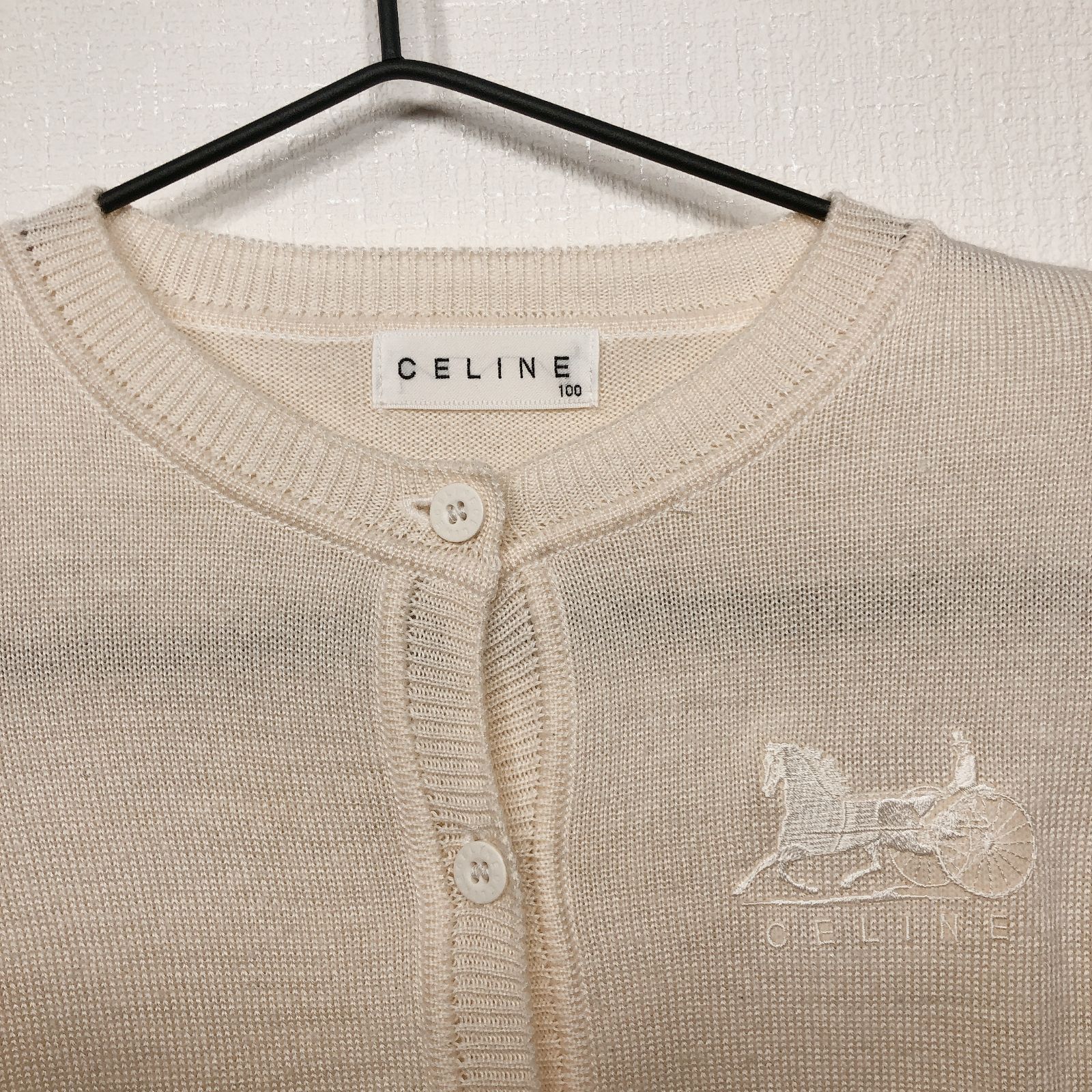 送料無料 CELINE セリーヌ 子供服 カーディガン 白 ホワイト 100