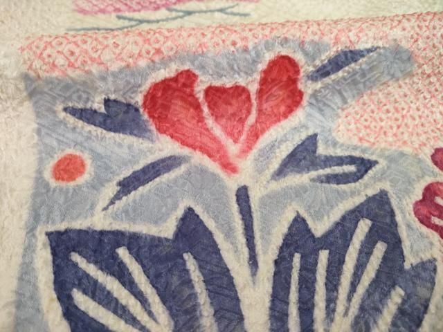 平和屋着物○豪華振袖 総絞り 短冊花文 上代48万 仮絵羽 逸品 未使用