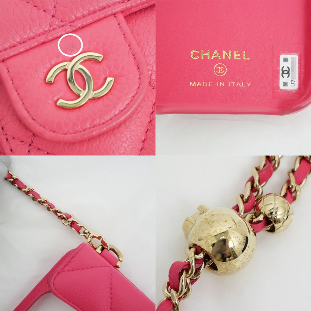 シャネル　CHANEL iPhoneケース　マトラッセ　キャビアスキン　ピンク CHANEL（iPhoneケース）のフリマアイテム一覧
