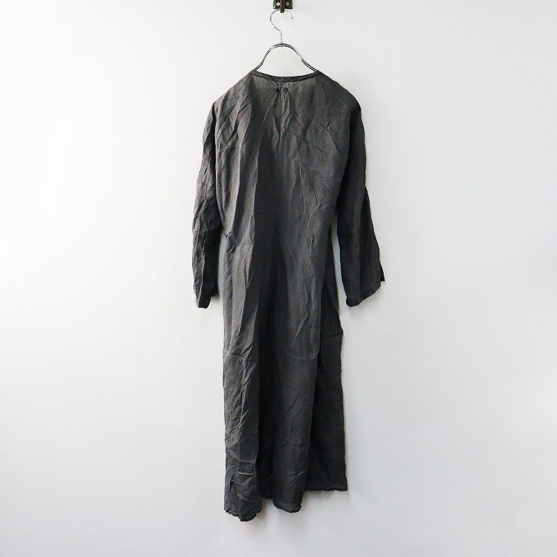 ドーサ dosa シルク カシュクール ワンピース 2 ｜チャコールグレー トップス 前開き ローブ