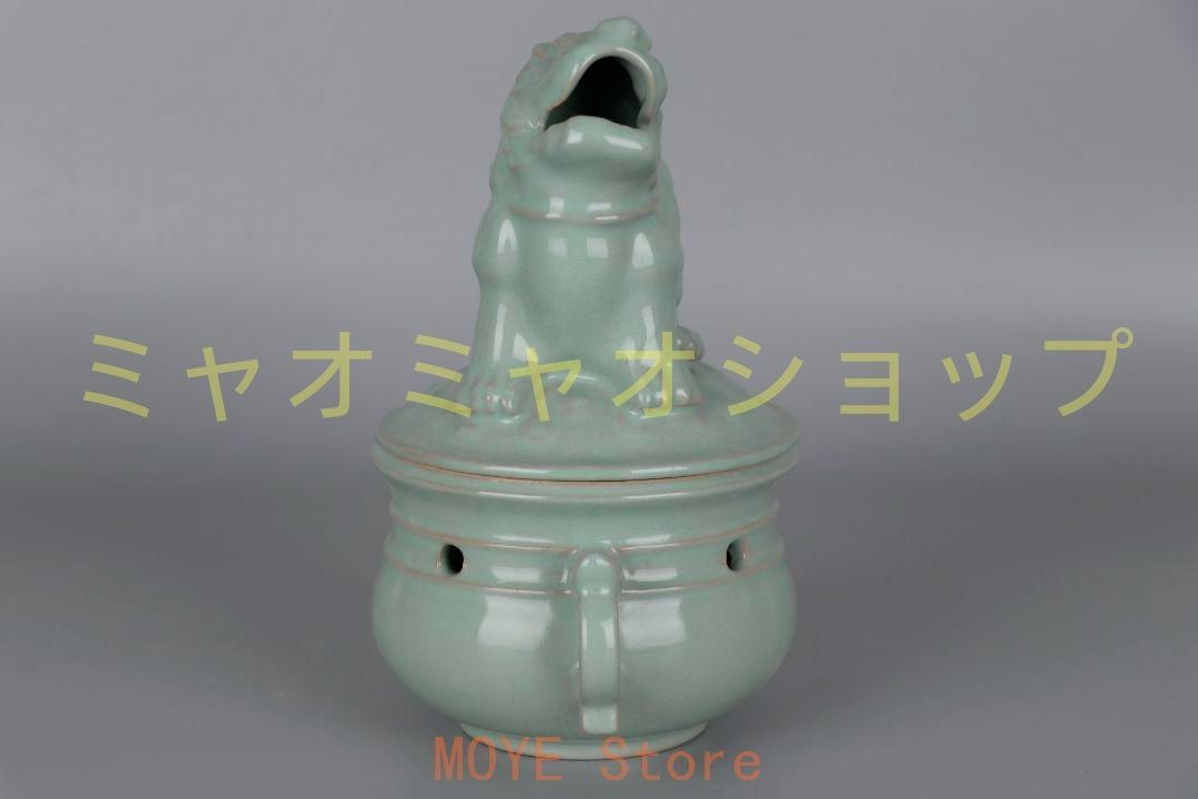 宋汝窯開片釉獅子蓋薫香炉 景徳鎮 陶磁器 装飾品 現代工芸品 美術品 置物 宋汝窯開片釉獅子蓋薫香炉 景徳鎮 陶磁器 装飾品 現代工芸品