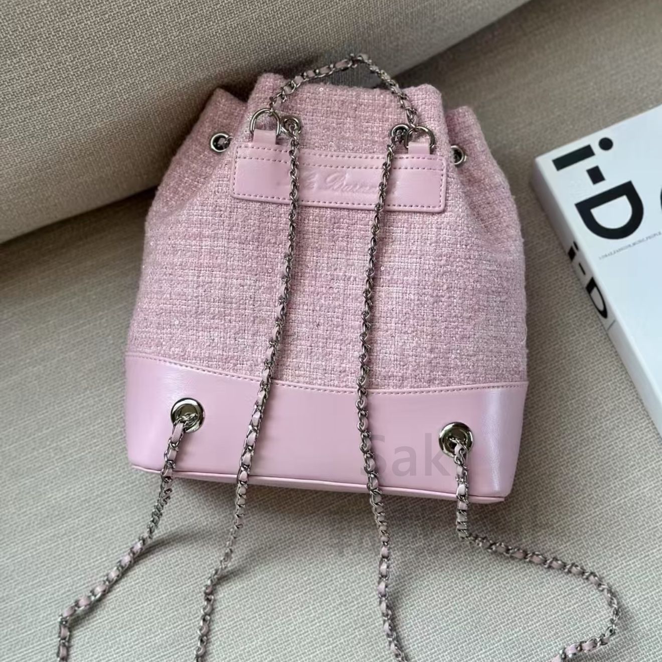 韓国大人気】The Barnnet ツイード ドローストリング チェーンリュック