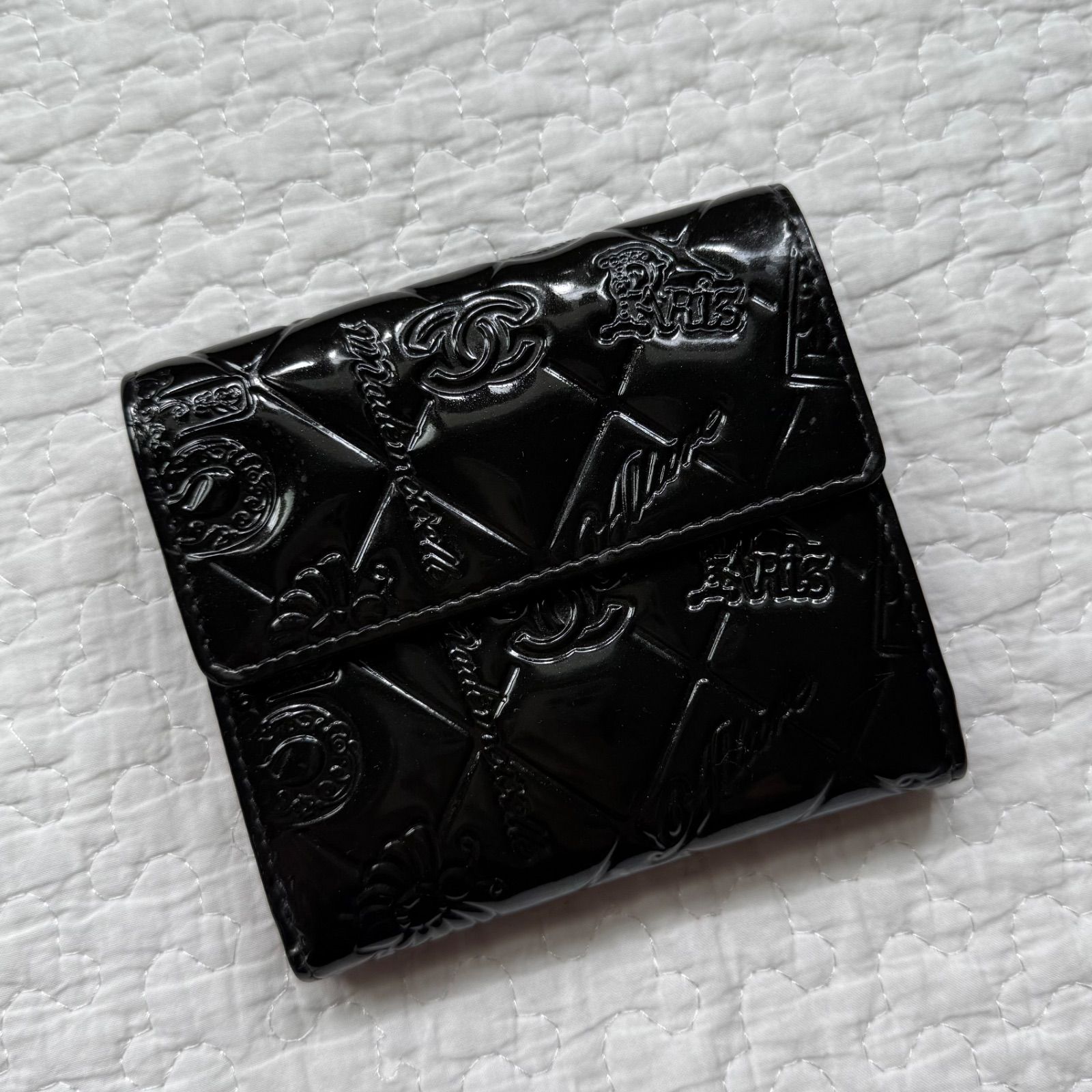 美品 希少 CHANEL シャネル アイコン Wホック 二つ折り財布