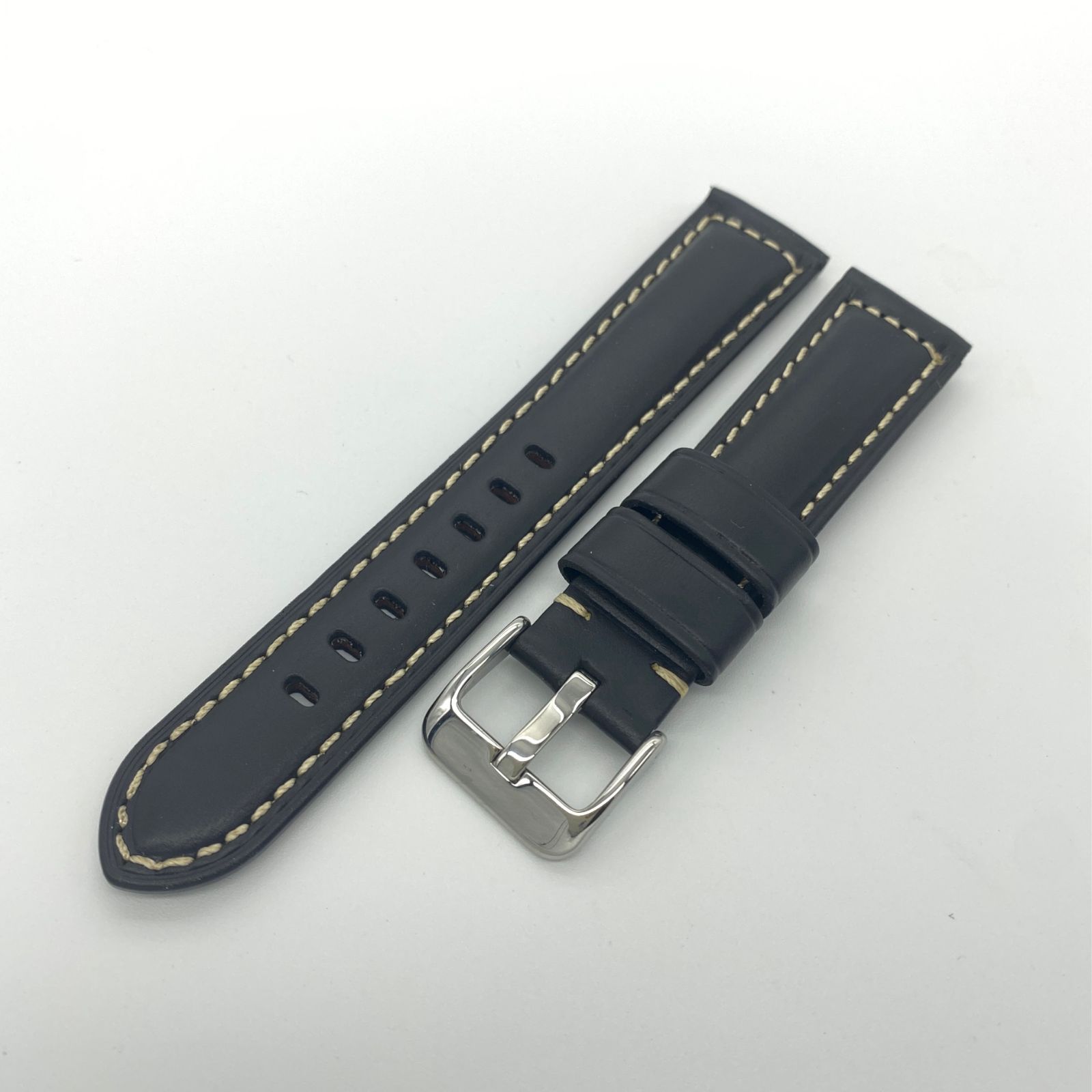 専門ショップ 新品、未使用 本革腕時計ベルト 20mm（ブラック
