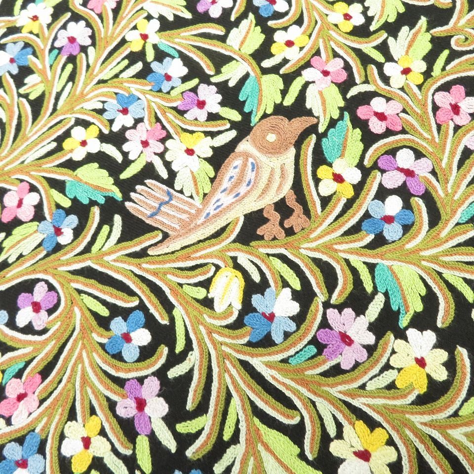 KASHMIR カシミール インド製 総刺繍 ショール ストール z890933