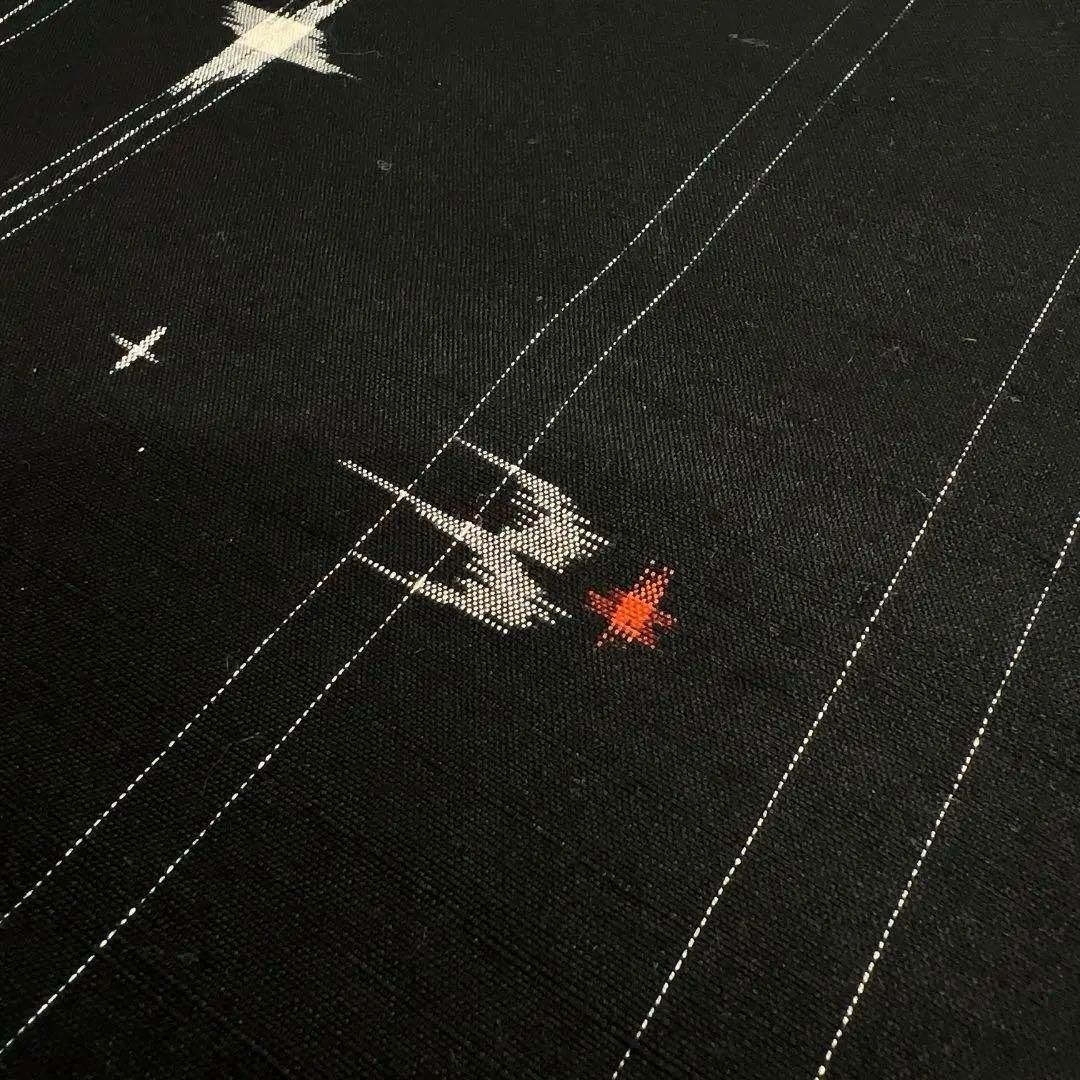 反物 着尺 Lame紬 紬 変わり菱 琉球絣 黒地 銀糸 着物 092a u - メルカリ