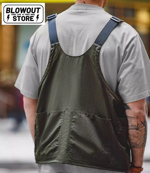 Blowout マルチベスト バッグ ユーティリティ バイカー ゲームベスト マルチポケット キャンプ チョッパー ボバー ハーレー ライダース アメリカン ワークウェア ２WAY 着るベスト ワークベスト