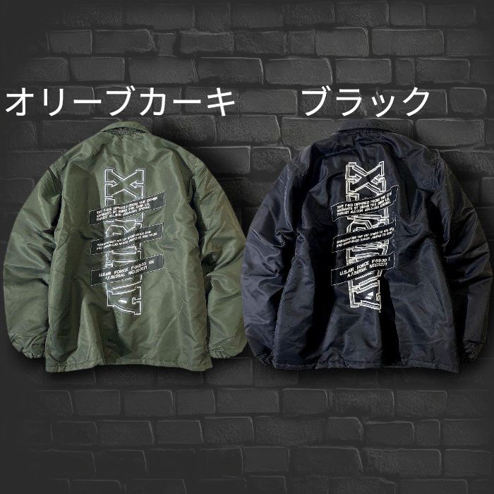 AVIREX ミリタリー中綿ジャケット　バックプリント　ブラック　XL AVIREX アヴィレックス バックプリント エコダウン 中綿入り ナイロン