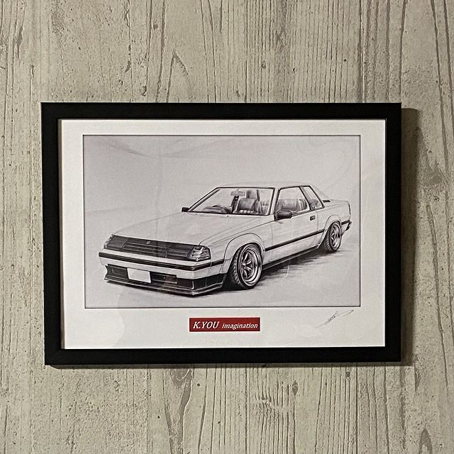 TOYOTA AA63セリカGT-R ブラックマスク 【鉛筆画】名車 旧車 TOYOTA AA63セリカGT-R ブラックマスク 【鉛筆画】名車 旧車