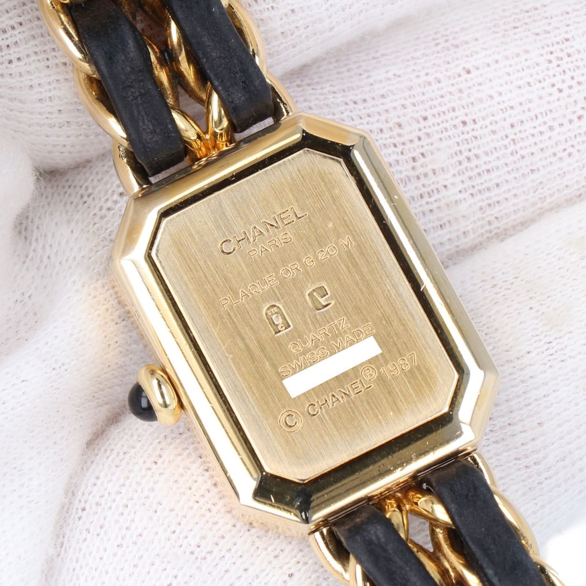 CHANEL】シャネル プルミエール L クォーツ H0001 GP レザー ブラック 