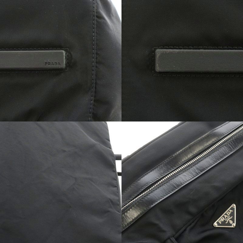 【訳あり】 プラダ 三角ロゴ ダブルポケット ボストンバッグ ナイロン ブラック PRADA プラダ ボストンバッグ ブラック ナイロン トートバッグ