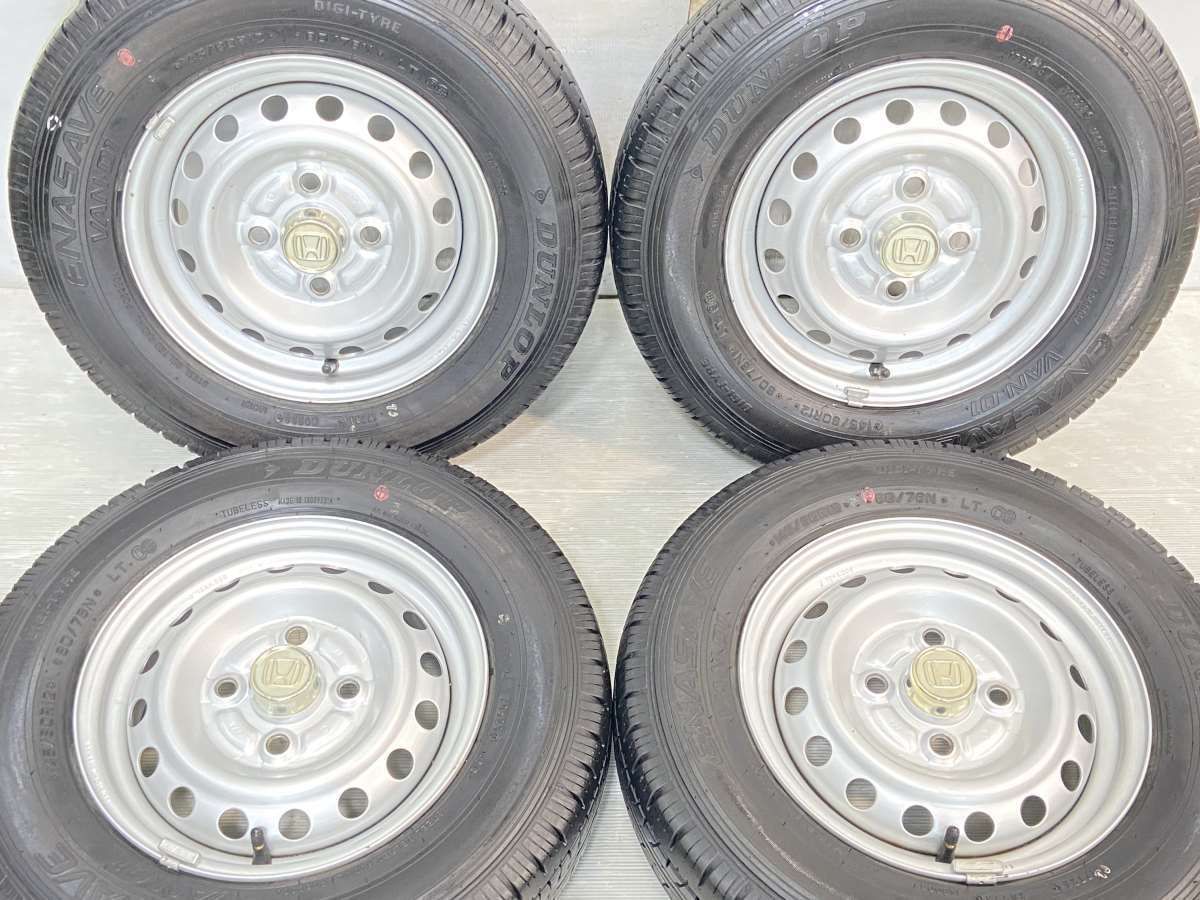 145/80R12 80/78LT nダンロップ エナセーブ VAN01 nホンダ純正  n12x4.0  100-4穴 n中古タイヤ サマータイヤ ホイールセット 4本セットn s12240325005
