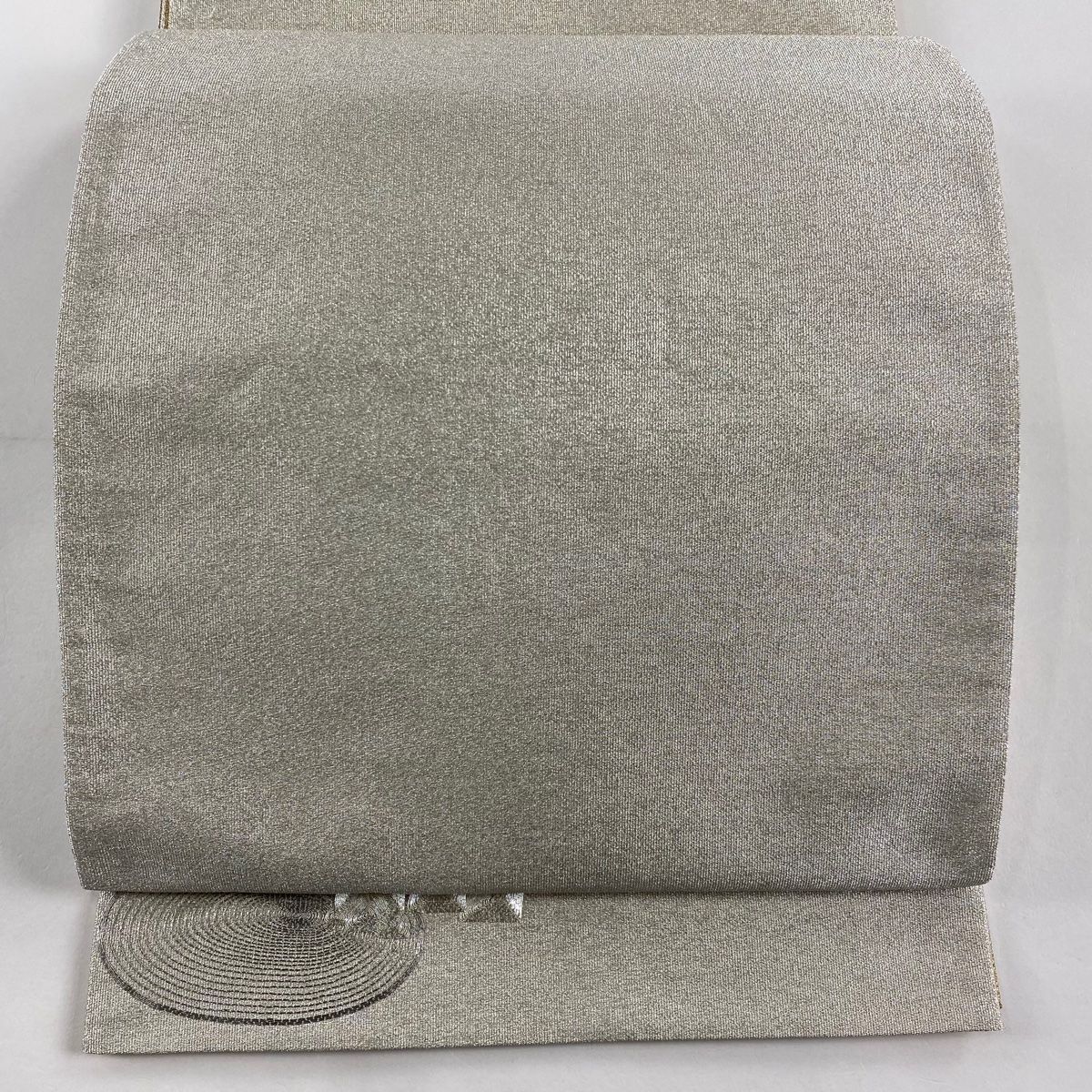 【美品】 袋帯 名品 藤林徳扇 落款 銀糸 銀色 全通 正絹 【】