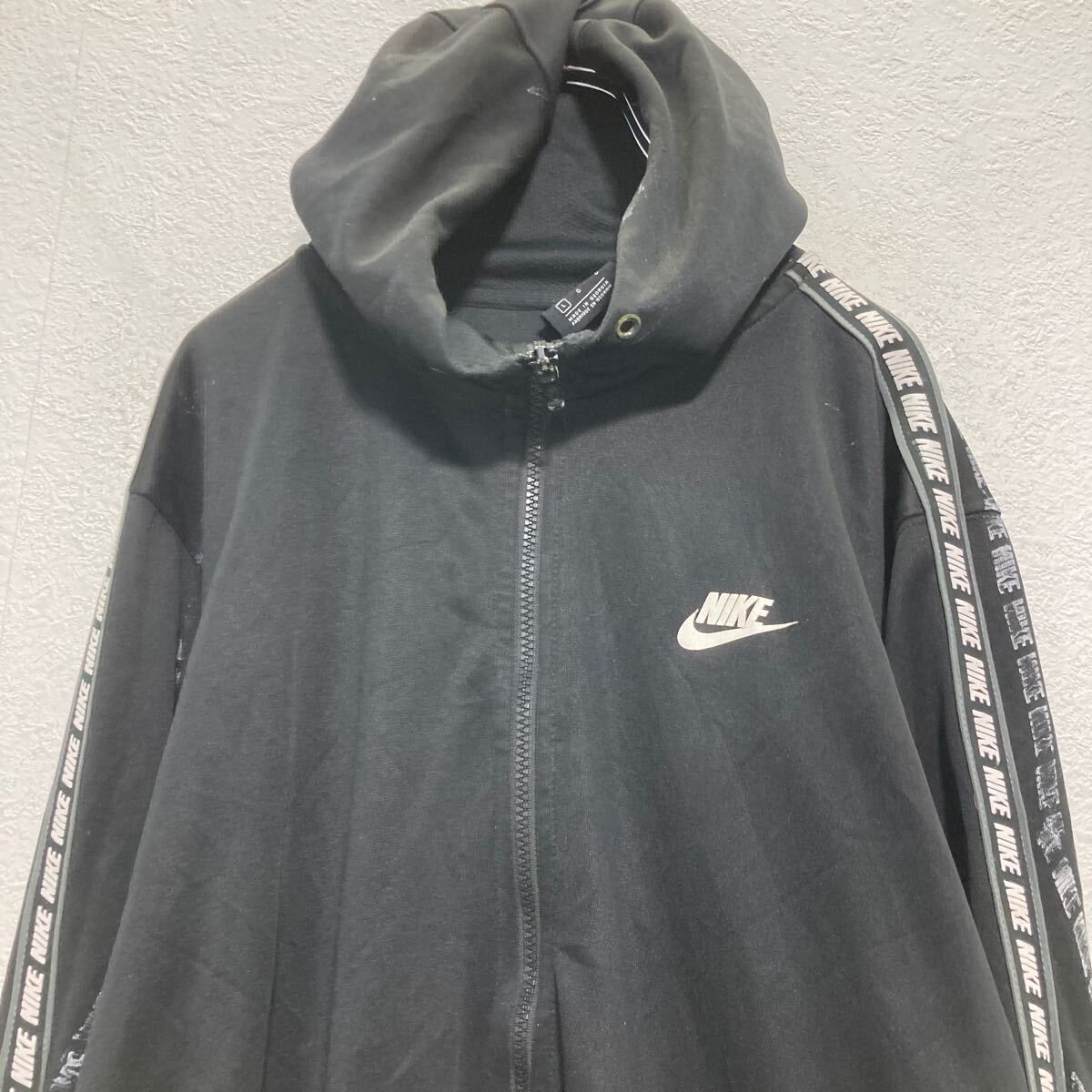 NIKE ジップアップ ジャージ パーカー L ブラック ナイキ 袖ロゴライン 