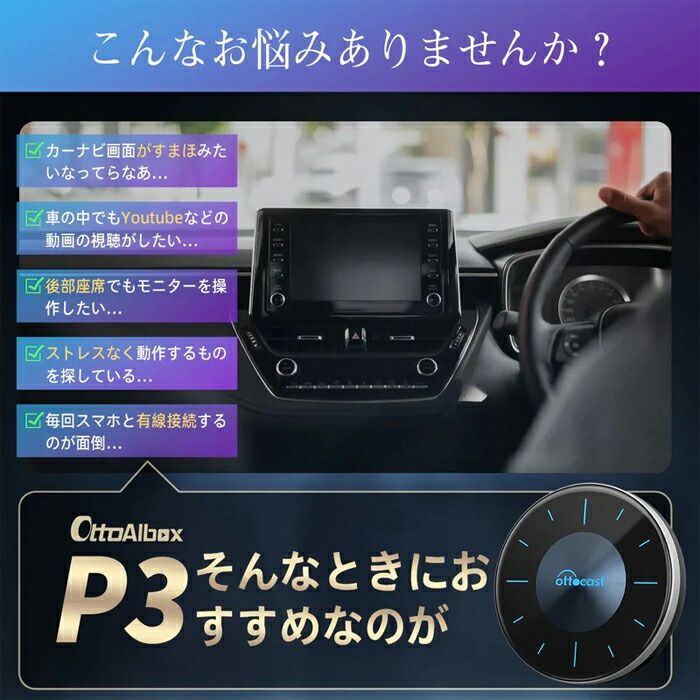 リモコンプレゼント中♪ オットキャスト P3 ottocast Otto Aibox 最新 モデル カープレイ アンドロイドオート carplay AndroidAuto ai box Android 12.0 GPS HDMIポート搭載