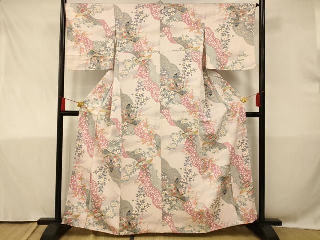 平和屋着物○上質な小紋 市松文様 伊と幸 ロング丈 反端